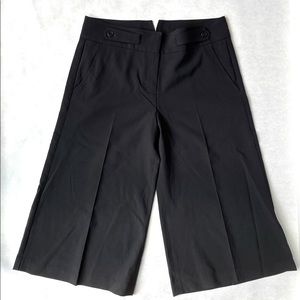 Women’s Wide Leg Black Culottes Cropped Wool Trousers, BCBG, Size 6